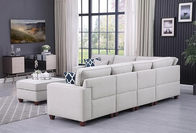 Leio Sectional Modular Sofa with Ottoman for Living Room, Apartment, Bedroom, Office, Dorm