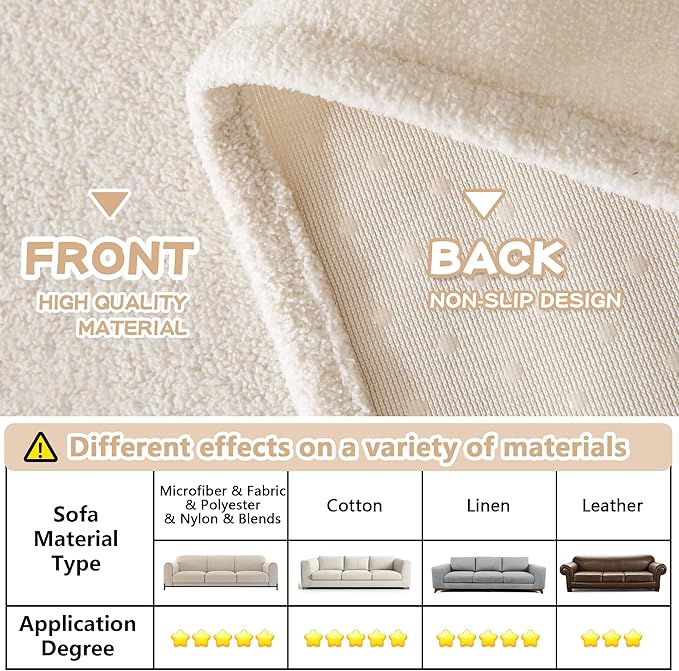 MYSKY HOME White Armchair Couch Cover for Sofa, Couch Covers for Dogs Washable, Couch Cover Blanket Modern Sofa Slipcovers, Super Soft Sofa Furniture Cover for Reclining Couch, 71" x 91"
