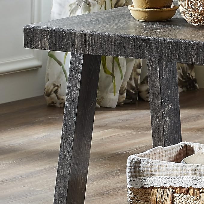 Roundhill Furniture Athens Contemporary 3-Piece Wood Shelf Coffee Table Set, Charcoal