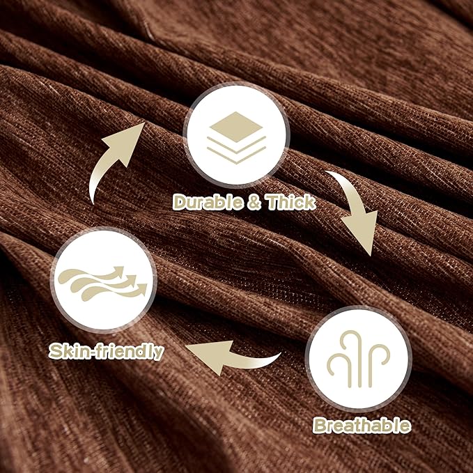 MYSKY HOME Oversized Couch Cover for 3 Cushion L Shaped & Sectional Sofa, Pet Friendly Non Slip Furniture Protector, 91"x150", Chocolate