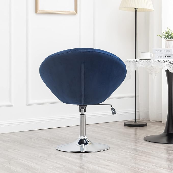 Roundhill Furniture Noas Velvet Upholstered Tufted Back Swivel Accent Chair, Blue