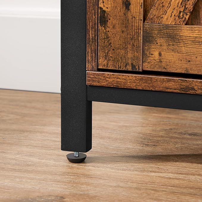 VASAGLE Buffet Cabinet, Coffee Bar Storage Cabinet, Sideboard with 1 Sliding Barn Door, Adjustable Shelves, 11.8 x 27.6 x 31.5 Inches, for Living Room, Rustic Brown and Ink Black ULSC089B01