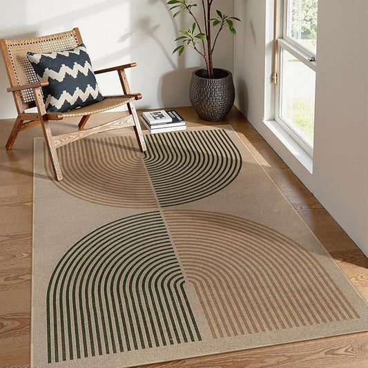 Lahome Modern Rainbow Easy Jute Office Rug, Washable Rugs 4x6 for Living Room Bedroom Farmhouse Kitchen Mats for Floor, Contemporary Non Slip Floor Carpet for Entryway Backyard Sunroom
