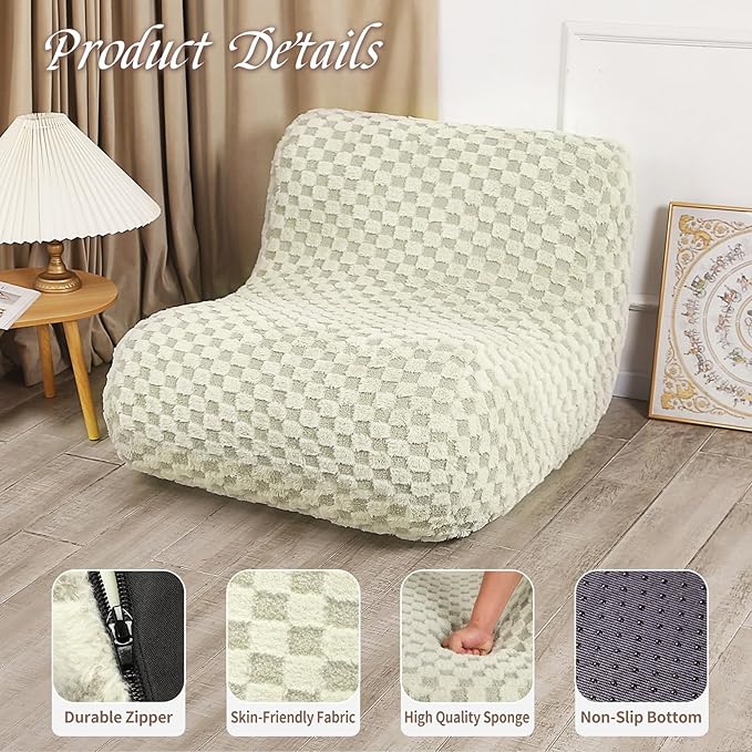 Bean Bag Chairs for Adults, Comfy Floor Sofa with Memory Foam, Giant Bean Bag Couch for Living Room Bedroom Dorm Office, Green