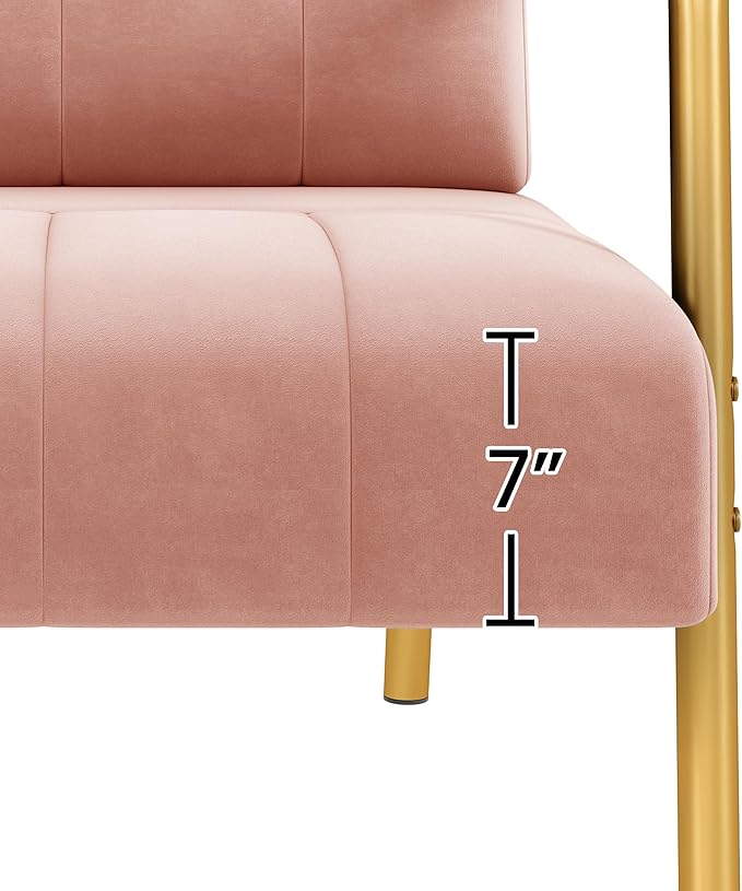 Yaheetech 30" W Modern Sofa Small Sofa Luxurious Velvet Fabric Couch with Gold-Tone Metal Arms and Legs for Living Room, Home Office, Studio Pink