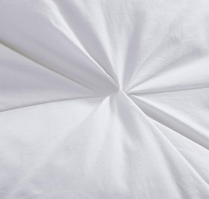 Luxurious All-Season Goose Down Feather Fiber Comforter Oversize Queen Duvet Insert (98x98), Exquisite Pinch Pleat Design- White, Premium Baffle Box, 100% Egyptian Cotton Cover, 70 oz. Fill Weight