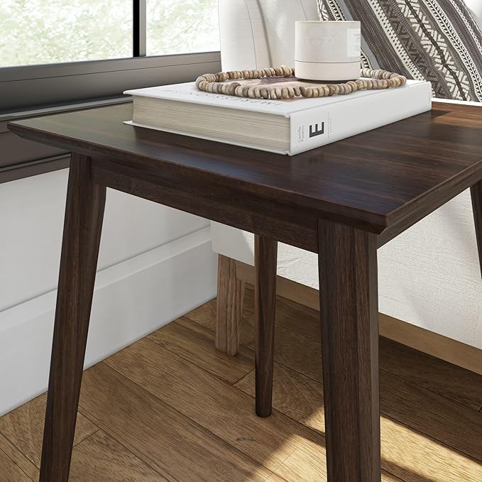 Plank+Beam Mid Century Modern Square Side Table, Couch Side Table, Small End Table for Office Space, Wooden Accent Table, Walnut