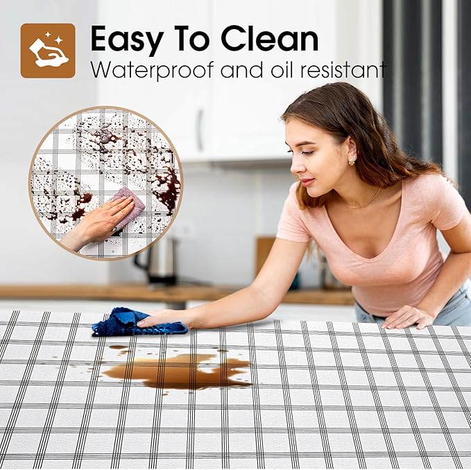 Beautysaid Shelf and Drawer Liner for Kitchen Cabinet, Non Adhesive Non Slip Shelf Paper Waterproof Washable Thickened for Dresser Pantry Shelve Bathroom Protector Liner(Plaid,12 in x 20FT)