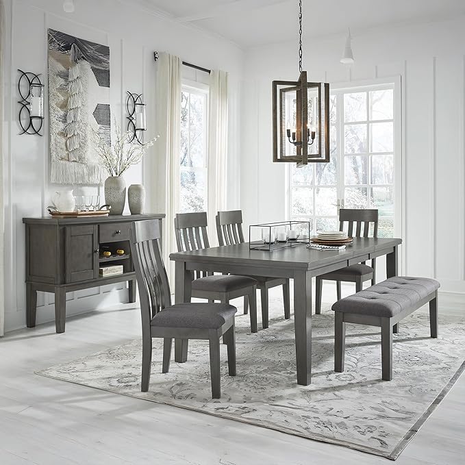 Signature Design by Ashley Hallanden Rustic Tufted Upholstered Dining Room Bench, Gray