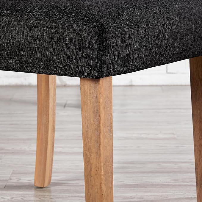 Yaheetech Dining Chairs Set of 6 Fabric Upholstered Dining Room Chairs with Button Tufted High Back and Solid Wood Legs for Kitchen/Living Room/Restaurant, Modern Style, Black