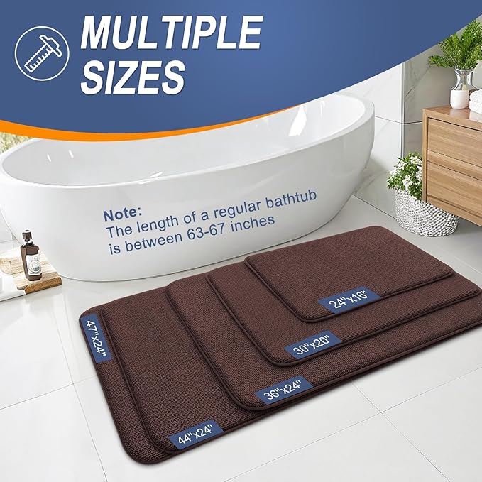 OLANLY Thick Memory Foam Bath Mat Rug 30x20, Extra Soft Absorbent Bathroom Rug, Quick Dry Bath Mats, Non-Slip, Machine Washable Carpet for Bathroom, Tub and Shower, Home Decor Accessories, Brown