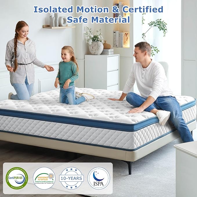 Full Size Mattress, 10 Inch Medium Firm Hybrid Full Bed Mattress, Memory Foam Mattresses in a Box for Pressure Relief, Individual Pocket Spring-Motion Isolation with Edge Support, CertiPUR-US