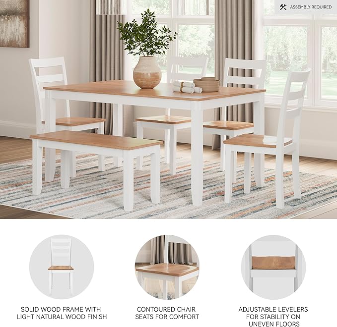 Signature Design by Ashley Gesthaven Solid Wood Frame Dining Chair, Set of 2, White/Natural