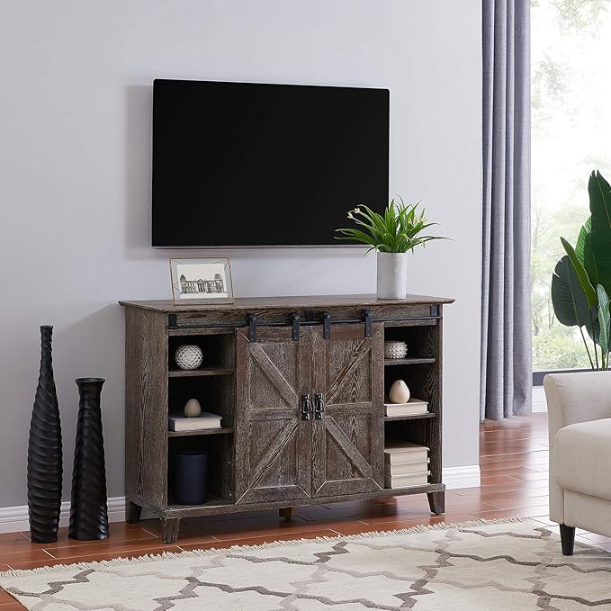 SEI Furniture Holmes Barn Door TV Stand, Brown