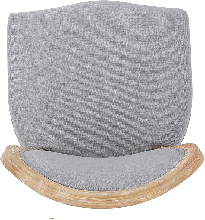 GDFStudio Hedwig French Country Fabric Dining Chairs (Set of 4), Light Gray + Natural