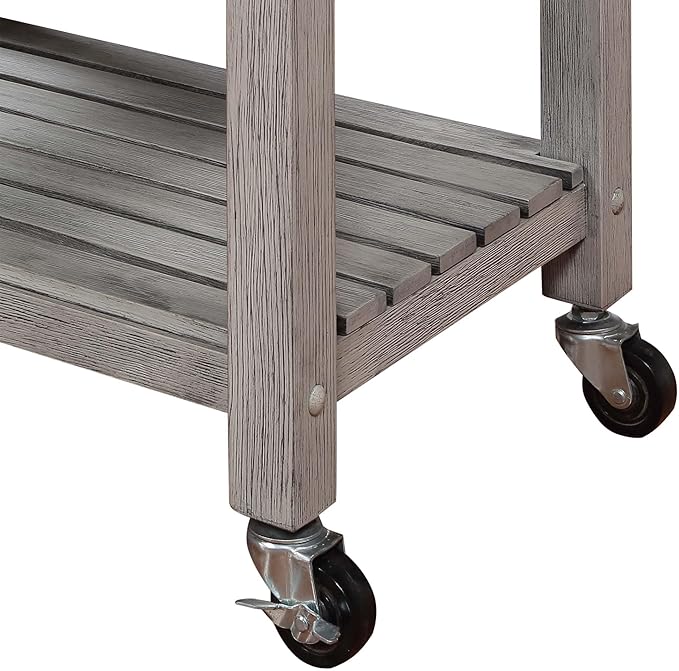 Convenience Concepts Ellaine 4 Tier Kitchen Cart with Drawer and Wine Rack, 24.75 x 16.5 x 34.5, Wirebrush Light/Butcher Block