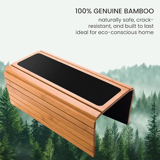 GEHE Couch Arm Tray Table, Flexible/Foldable Sofa Armrest Tray, Couch Armrest Table Cup Holder Great for Drinks Snacks Remote Control, Portable Side Table and Anti-Slip Bottom