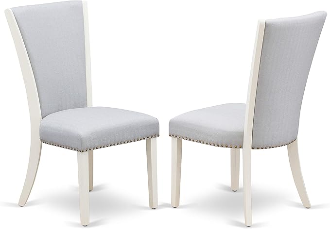 East West Furniture X077VE005-7 7 Piece Dining Table Set Consist of a Rectangle Dining Room Table with X-Legs and 6 Grey Linen Fabric Parsons Chairs, 40x72 Inch, Multi-Color