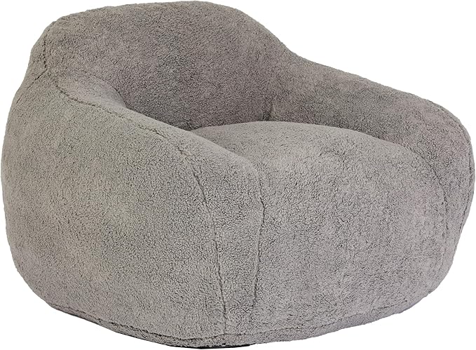 Furniliving Bean Bag Chair, Oversized Bean Bag Couch for Adults Comfy Bean Bag Sofa with Back Support, Giant Bean Bag Chair Stuffed Floor Sofa for Living Room Bedroom Dorm Office, Teddy, Light Grey