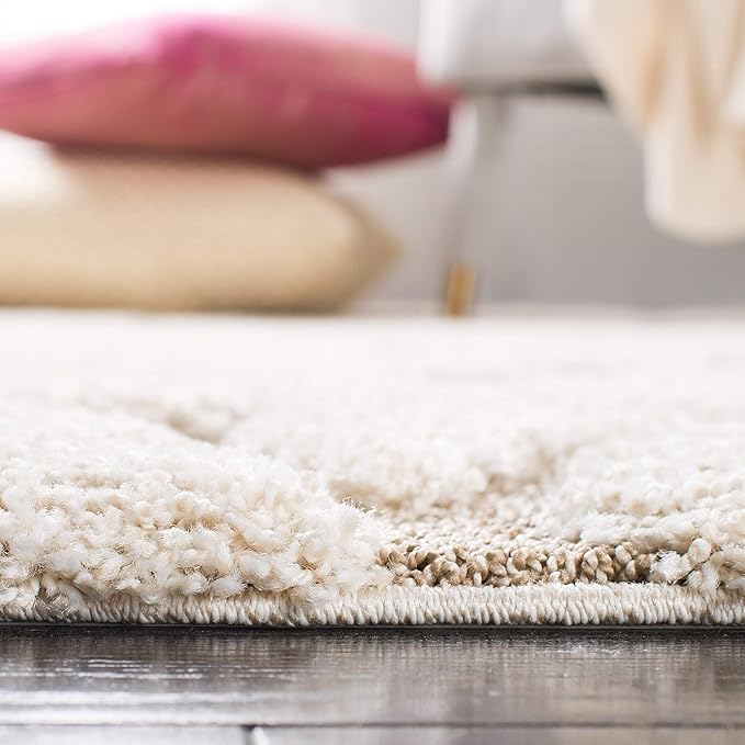 SAFAVIEH Florida Shag Collection Accent Rug - 2'3" x 4', Cream & Beige, Scroll Design, Non-Shedding & Easy Care, 1.2-inch Thick Ideal for High Traffic Areas in Foyer, Living Room, Bedroom (SG455-1113)