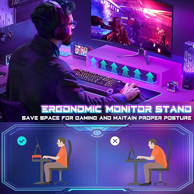 Homieasy Small Gaming Desk with Power Outlets Pegboard LED Light, 43 Inch L Shaped Computer Desk with Monitor Stand Storage Shelves, Reversible Corner Desk with Headset Hooks, Carbon Pink