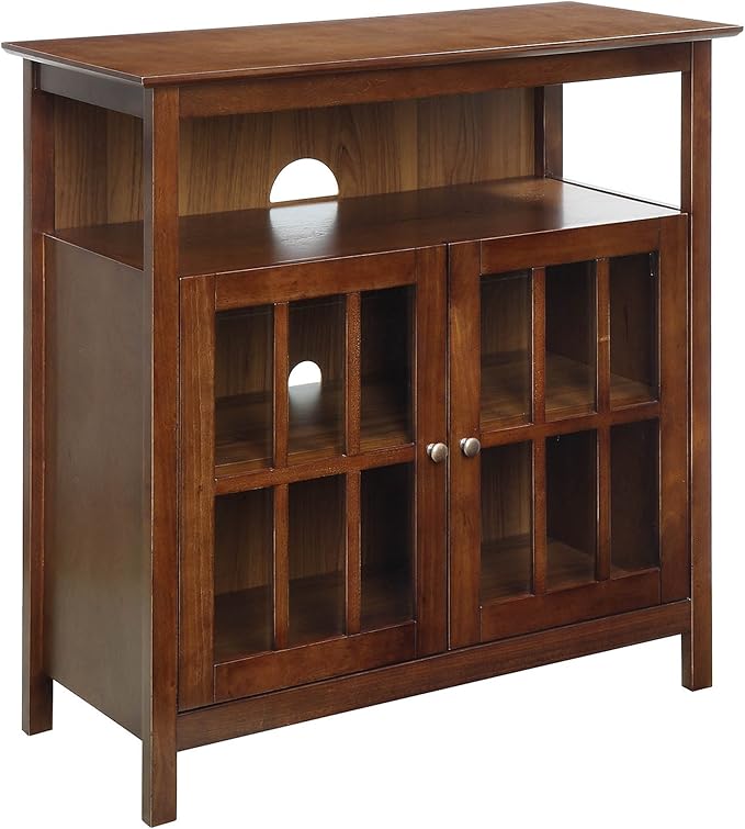 Convenience Concepts Big Sur Highboy TV Stand 36" - Modern Entertainment Center For TVs up to 40", Storage Cabinet for Dining, Living Room, & Entryway, Console Hall Table with Shelves, Dark Walnut