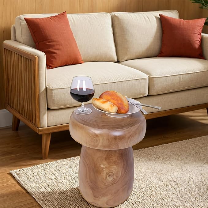 TORMAYS HOME Handmade Wood Side Table Tree Stump End Table Solid Wood Stool Plant Stand Rustic Coffee Table Nightstand for Living Room Bedroom Balcony Garden (Natural Color)