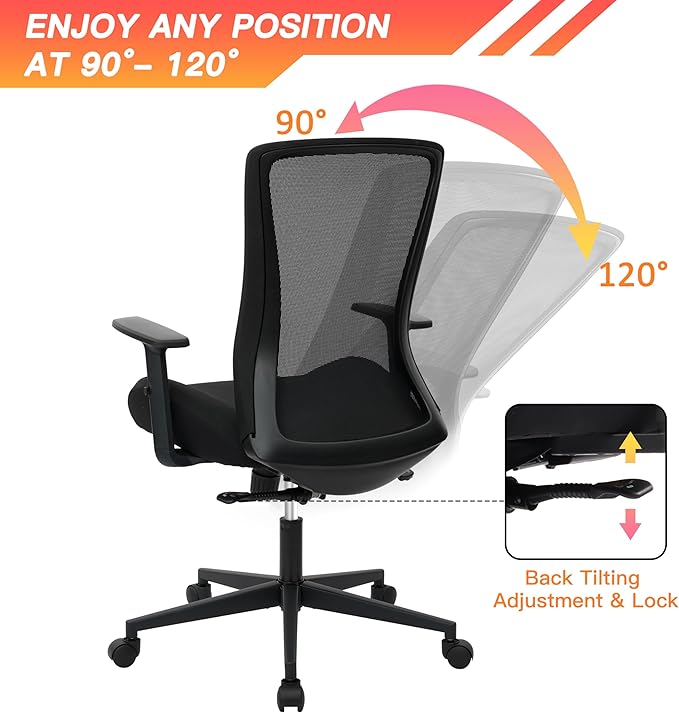Big and Tall Office Chair for Heavy People 400lb, Ergonomic Desk Chair Mesh Computer Chair with Lumbar Support, Adjustable Height and Armrests