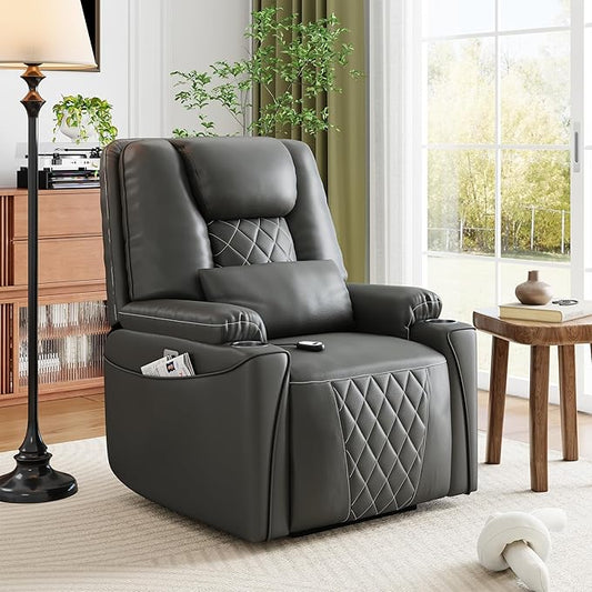 IDEALHOUSE Electric Power Lift Recliner Chair Sofa, Power Lift Chair for Elderly, 3 Positions, Side Pockets, and Cup Holders, USB Ports, Recliner Chair with Remote for Living Room, Grey