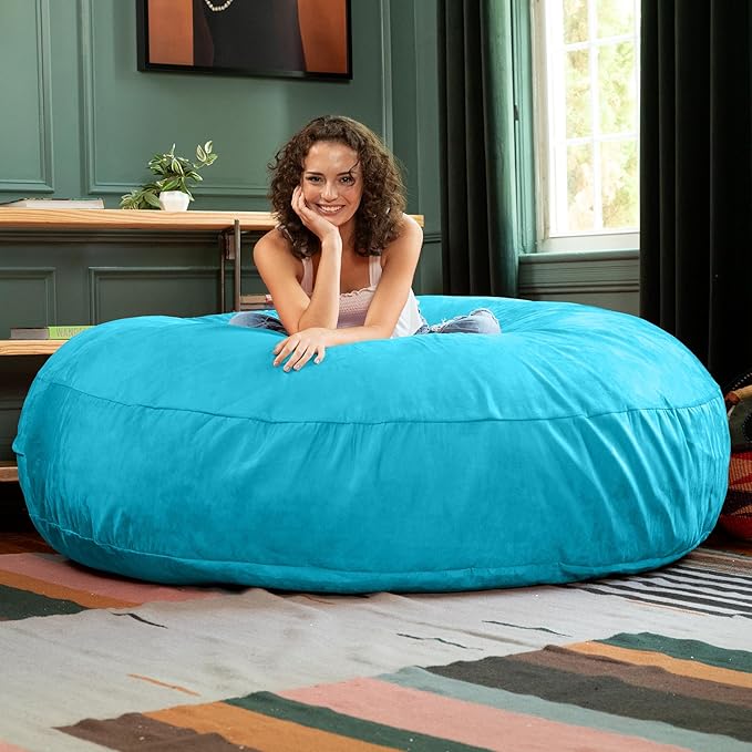 Jaxx 6 Foot Cocoon - 2-in-1 Convertible Bean Bag Bed & Large Bean Bag Chair for Adults, Microsuede Teal