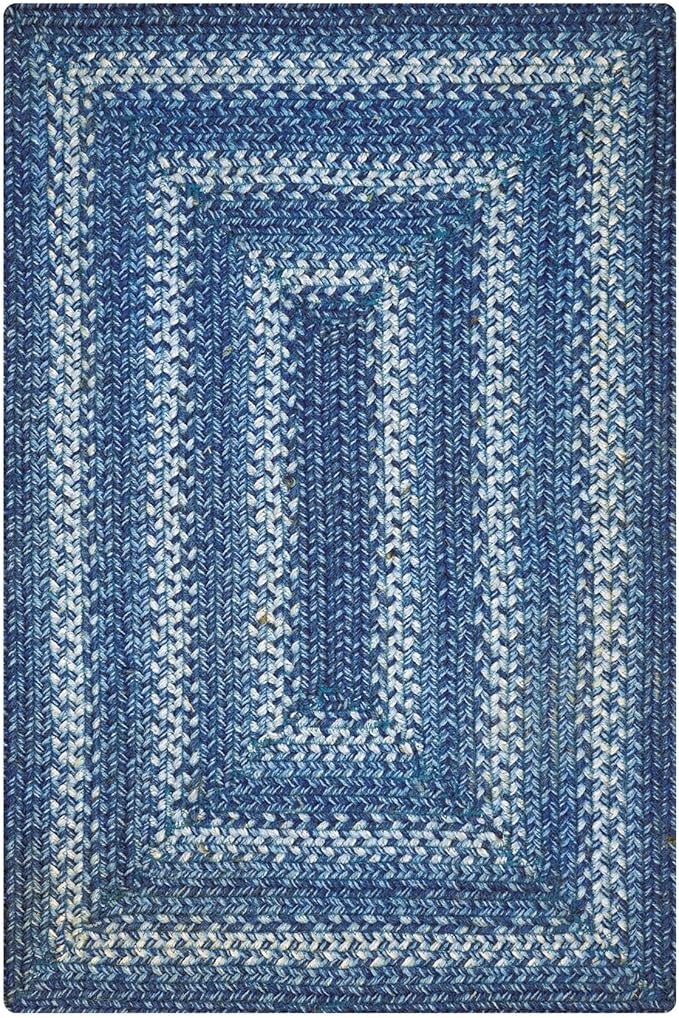 Homespice Denim Jute Blue 6x9' Braided Rug for Living Room, Bedroom Rug and Dining Room. Pet Friendly. Decor Styles- Farmhouse Rug, Rustic, Vintage, Cottage, Primitive, Country, Boho Rug