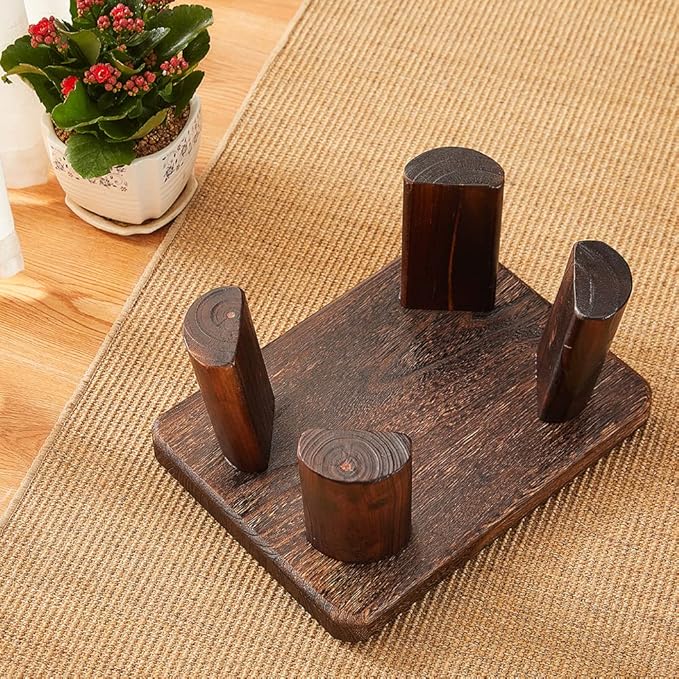 Wooden Stool, Rectangular Bedside Step Stool, Step Ladder for Kitchen & Bathroom, Foot Rest Stool Under Desk, Super Sturdy Hold Up to 500 LBS