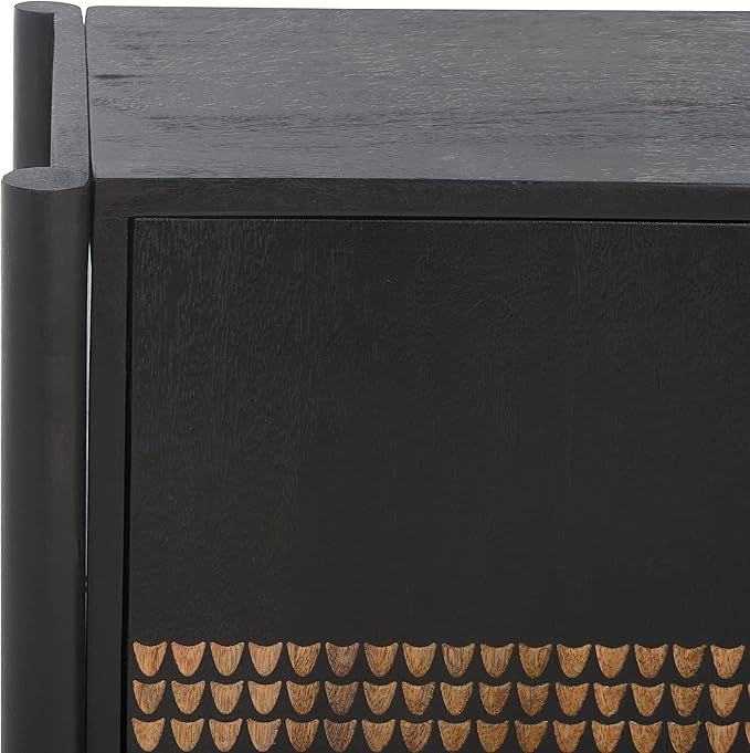 SAFAVIEH Home Collection Errington Black/Gold Accents Solid Wood 2-Shelf Media Stand