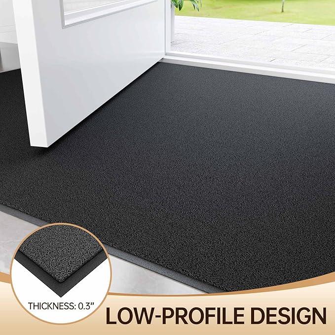 Amyracel Front Door Mat Indoor Outdoor Entrance, 24" x 48" All-Season Waterproof Heavy Duty Doormat for Outside Entry, Stain and Fade Resistant, Low Profile, Easy Clean Patio Entryway Mat