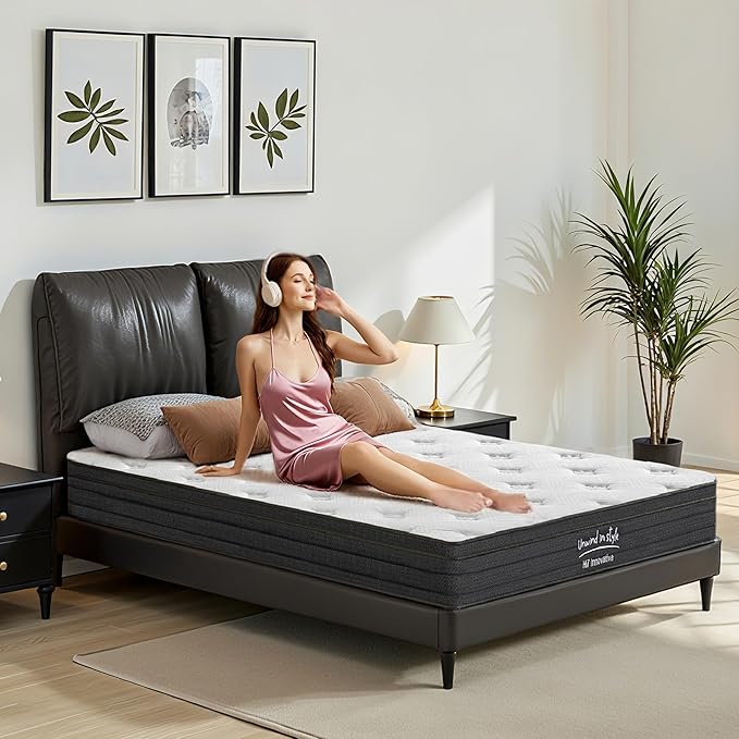 Twin Size Mattress, 12 Inch 5-Zone Pocket Spring Hybrid Mattress with Gel Memory Foam for Pressure Relief & Peaceful Sleep, Medium Firm, Mattress in a Box