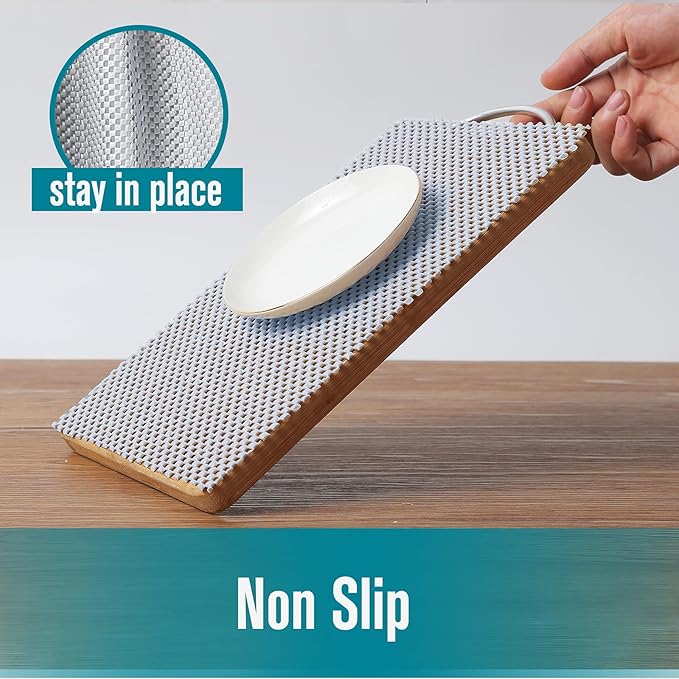 Shelf and Drawer Liner, Non-Adhesive Non Slip and Grip Durable Clean Pad Full Size 17.7 Inches x 20 Feet for Drawers, Shelves, Cabinets, Storage, Kitchen, Desks, Kitchenware, Tableware, Black