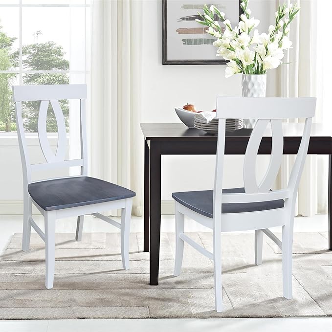 International Concepts Set of Two Cosmo Verona Chairs, White/Heather gray
