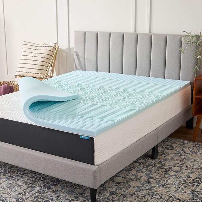 LUCID Gel Infused Memory Foam Mattress Topper – 2 Inch Mattress Topper – 5 Comfort Zones Relieve Pressure – CertiPUR-US Certified Foam - King