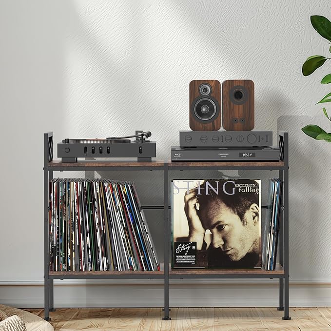 Vinyl Record Storage,Record Player Cabinet,Record Player Stand with Vinyl Storage,Up to 200 Albums,Stereo Cabinet for Living Room,Bedroom,Brown