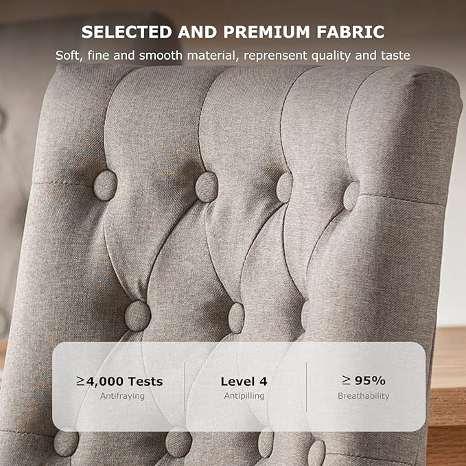 COLAMY Wingback Upholstered Dining Chairs Set of 6, Fabric Side Dining Room Chairs with Tufted Button, Living Room Chairs for Home Kitchen- Light Grey