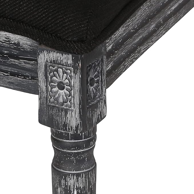 Christopher Knight Home Regina French Country Dining Chairs Set of 2, Wooden Dining Room Chair, High Back Kitchen Side Chair, Fabric Upholstered Armless Extra Seat, Black and Gray