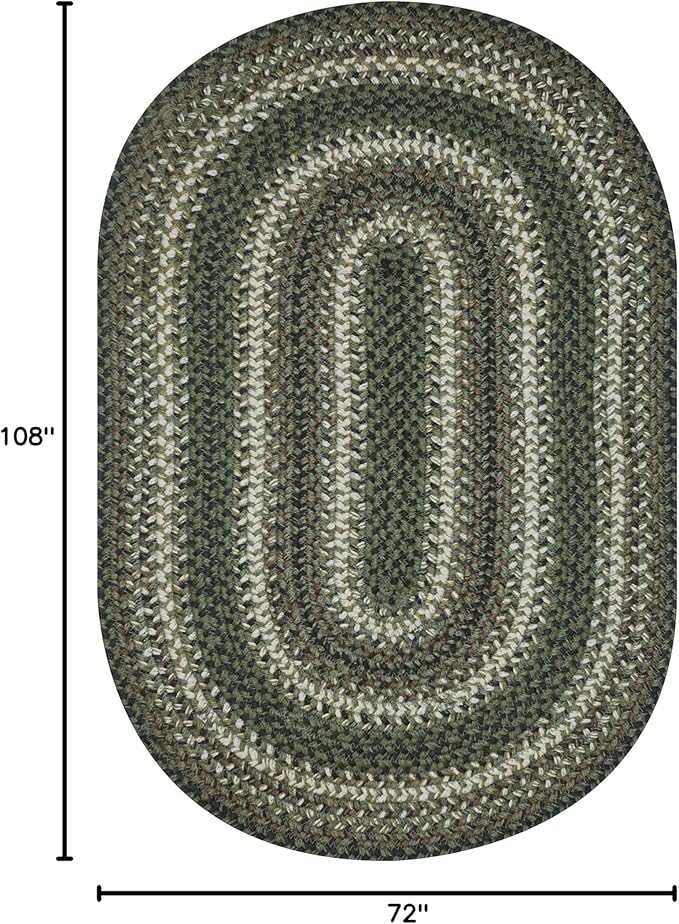 Homespice Pinecone Green Oval Rugs 6x9' – Rustic Jute Oval Area Rugs for Bedroom and Living Room for Country Decor