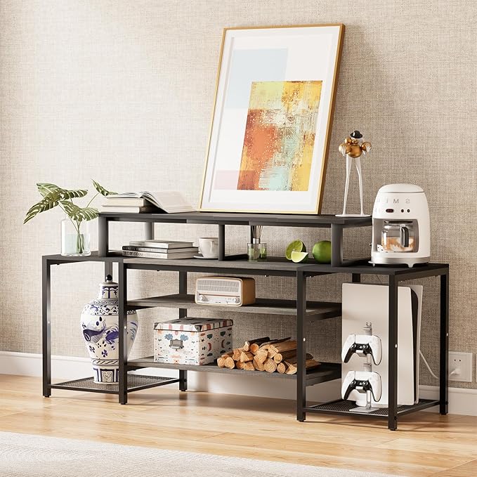 aboxoo 47" TV Riser for 32-60 inch TV, TV Riser Stand Shelf, Tabletop TV Stand Riser, Computer Monitor Table for Home Living Room, Study Office (Black)