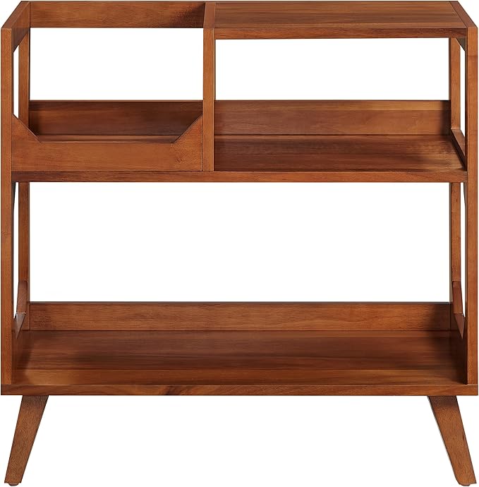 Crosley Furniture Asheville Mid-Century Modern Media Console Record Player Stand, Storage for Vinyl Records, Medium, Walnut