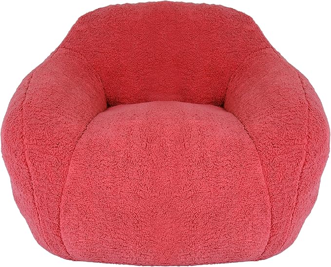 Furniliving Bean Bag Chair, Oversized Bean Bag Couch for Adults Comfy Bean Bag Sofa with Back Support, Giant Bean Bag Chair Stuffed Floor Sofa for Living Room Bedroom Dorm Office, Teddy, Rose Red