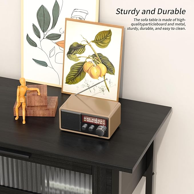 Aetheris 47" Console Table with 2 Drawers, 2 Tier Sofa Table with Storage,Entryway Table, Industrial Console Table for Entryway, Sofa Table Behind Couch for Living Room, Black