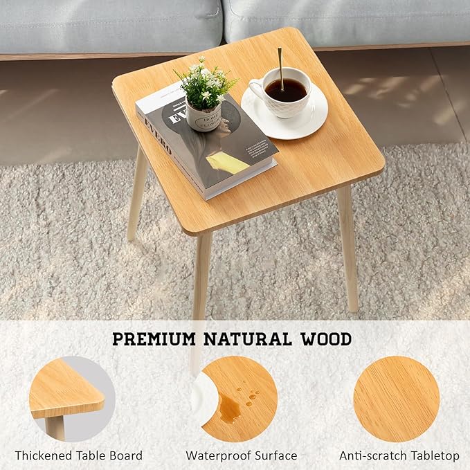 FORAOFUR Side Table, Modern End Table, Wooden Small for Living Room, Bedroom and Balcony, Rectangular Accent Table Home Decor, Easy Assembly