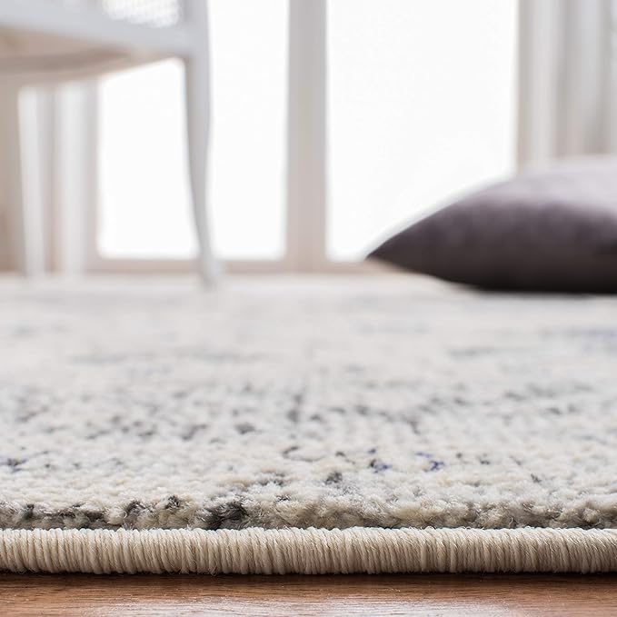 SAFAVIEH Monaco Collection Accent Rug - 4' x 5'7", Ivory & Grey, Boho Medallion Distressed Design, Non-Shedding & Easy Care, Ideal for High Traffic Areas in Entryway, Living Room, Bedroom (MNC243B)