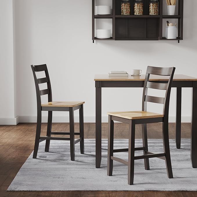 Signature Design by Ashley Gesthaven Solid Wood Frame Counter Height Barstool, Set of 2, Natural/Brown