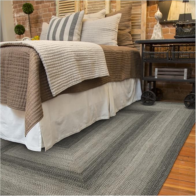 Homespice Flint Hill Hand Braided Rug 4x6' - Primitive Country Rugs for Bedroom and Living Room